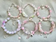 ハンドメイド　ブレスレット　6点セット　ピンク
