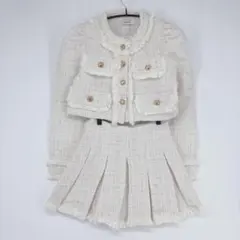 XUANYU ツイード風 ジャケット プリーツスカート セットアップ Mサイズ