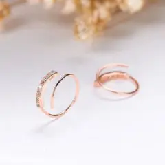No130 ［ピンクゴールド］シンプルリング S925 金属アレルギー対応
