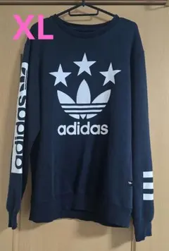 adidas(アディダス) ネイビー スター 裏起毛 パーカー ビッグロゴ XL
