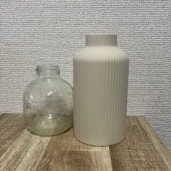 リブデザイン花瓶とマルティネリガラス瓶セット