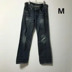 デニムパンツ M インディゴ ジーンズ 綿100％ ストレート
