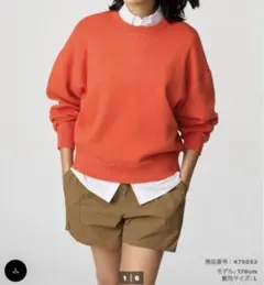 新品タグ付きUNIQLO:C スムースコットンクルーネックセーター オレンジ