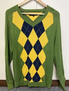 TOMMY HILFIGER アーガイル Vネックセーター M