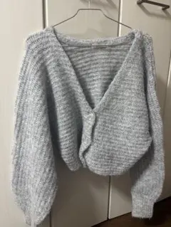 NICE CLAUP 薄いグレー ニットカーディガン