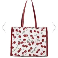Maison de FLEUR チェリー柄ゴブラン スクエアトートバッグのサムネイル