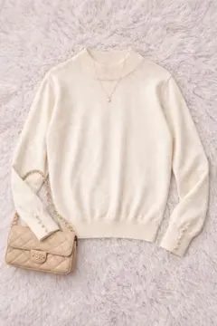 極美品☆アプワイザーリッシェ ニット 長袖 上品 アイボリー サイズ2[M]