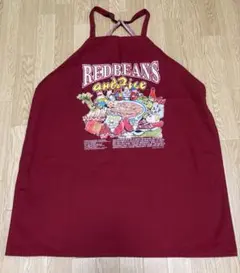 【未使用】ヴィンテージ風 エプロン レッドビーンズ＆ライス レシピ柄 レトロのサムネイル