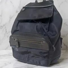 アニエスベー ボヤージュ リュック A4収納　型押し ナイロン レザー　ブラック