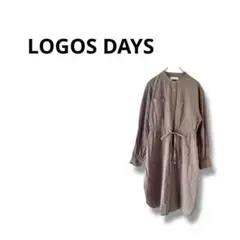 【LOGOS DAYS】長袖　シャツワンピース　ノーカラー　腰紐　Mのサムネイル