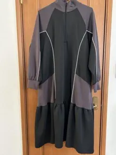 ジャージジップアップワンピース 黒・紫