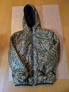 ネイビーヒョウ柄フリースジャケット（フード付き）