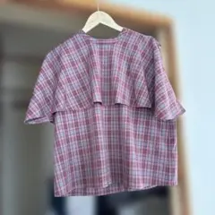 2Way先染めチェックフリルブラウスのサムネイル