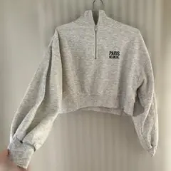 GRL 2wayロゴ刺繍ハーフジップショート丈スウェット