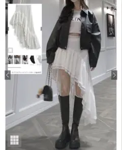 レースフリルアシンメトリースカート gn397 ホワイト GRL