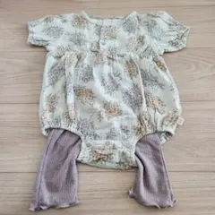 teteatete テータテート ガーゼ 紫陽花柄 カバーオール【レギンス付】