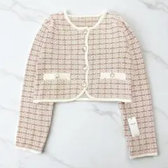 INGNI イング 金ボタンツイード調ニットカーディガン