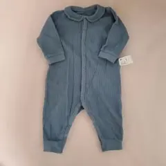 UNIQLO　ワッフル　カバーオール　ロンパース　80 ブルー　くすみブルー