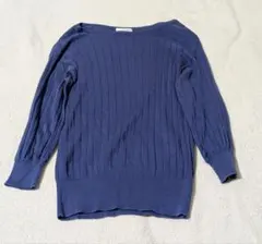 ネイビー 七分袖 薄手ニット Sサイズ