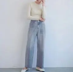 coca コカ　センターシームカットオフワイドデニム　M