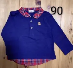 ミキハウス　長袖Tシャツ　紺色　90サイズ