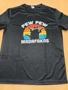 猫柄Tシャツ⑤ 大きめS 黒