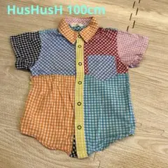 HusHusH半袖シャツ 100サイズ チェック柄　綿100%