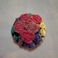 ハンドメイド 刺繍ブローチ 花束