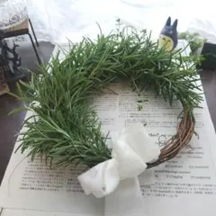 ローズマリー＆レモンタイム 三日月リース ハーブリース✨️約20〜22cm③