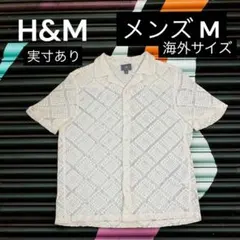 H&M レース オープンカラーシャツ 半袖　メンズ Mのサムネイル
