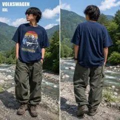 公式Volkswagen ワーゲン T1バス プリントTシャツ XXL ネイビーのサムネイル