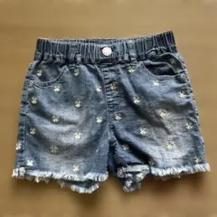 Elfindoll CLASSIC 花柄刺繍 デニムショートパンツ 120