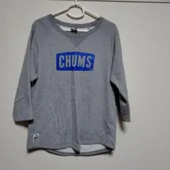 CHUMS グレー ロゴ入り 7分袖トレーナー Lサイズ