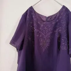 早い者勝ち✨️紫の刺繍入りロングドレス 刺繍 パーティー 切り替え お呼ばれ