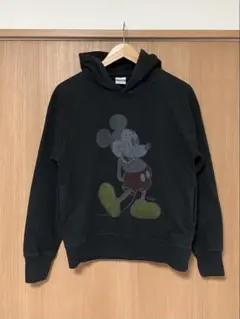 希少 00s Disney ミッキー パーカー 黒 厚手 ポケット ディズニー