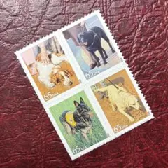 76471セール現品限　外国切手　アメリカ発行犬4種揃田型