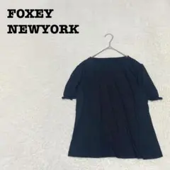 DE0280【フォクシーニューヨーク】プチリュバンTシャツ【38】リボンブラック