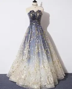 送料無料 未使用 肩見せ 豪華 上品 ロング ドレス S 7号 (WA1120)