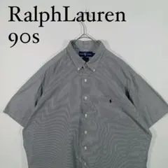 90s Ralph Lauren ストライプ半袖ボタンダウンシャツ　XL