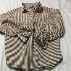 最終値下げ！ 白黒ギンガムチェック ブラウス