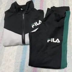 FILA 【130】ジャージ上下セット 黒/緑/白