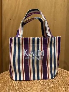 KALDI COFFEE FARM ミニトートバッグ ストライプ パープルのサムネイル