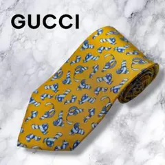 【極美品】GUCCI グッチ ネクタイ シルク100% リボン 総柄 イタリア製
