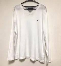 【トミーヒルフィガー】長袖　Tシャツ 白 L 刺繍ロゴ　ロンT