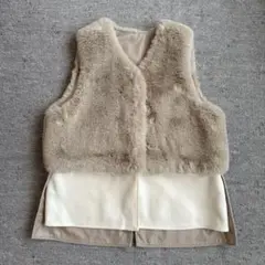 【noa-ge】ノアジェ　フェイクファー異素材ベスト