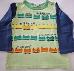 二回使用MIKI HOUSE 長袖Tシャツプッチーくん 電車 カットソー