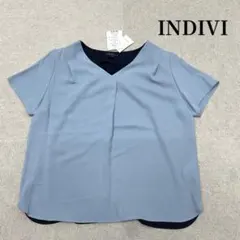 ★新品★ INDIVI ブルー　半袖ブラウス　接触冷感　UVケア　XXSサイズのサムネイル