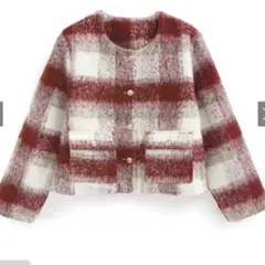 チェック柄シャギージャケット