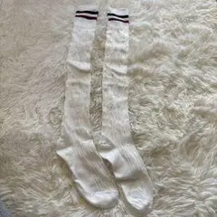 ホワイトストライプロングソックス