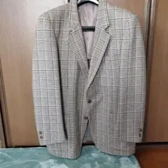 グレー系チェック柄カシミヤテーラードジャケット